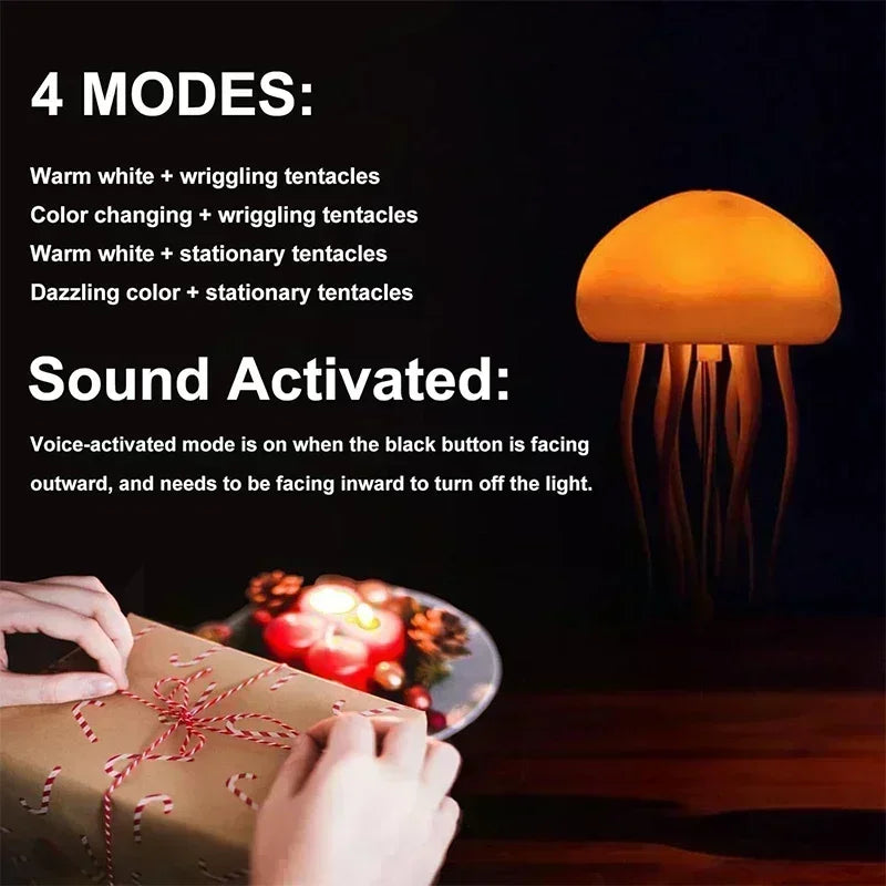 Upgraded Silent Jellyfish Lamp, Jelly Fish Light with Dancing Legs, Voice Control for Bedrooms, Living Room and Christmas Gifts