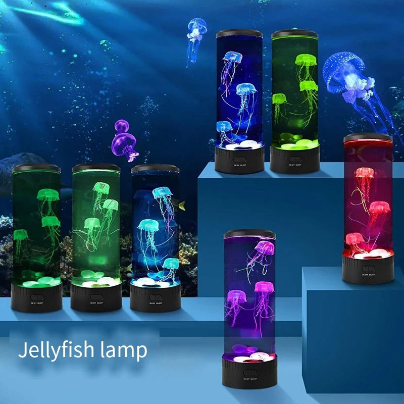 Jellyfish Lamp RGB LED Mood Aquarium Ocean Night Lights for Home Bedroom Desktop Decoration Children'S Birthday Gift