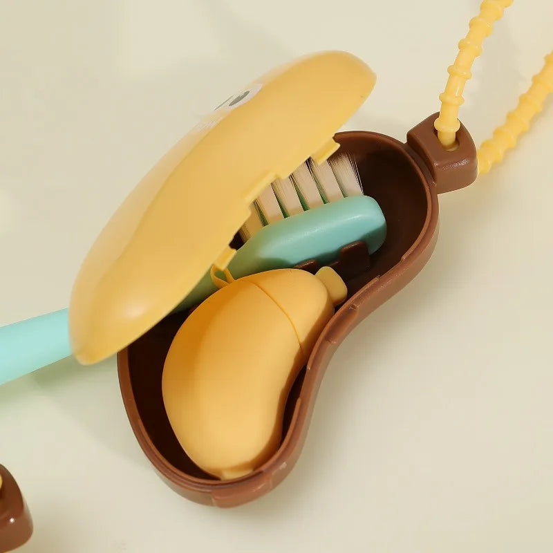 2-In1 Portable Toothbrush Head Cover Travel Toothpaste Containers Cartoon Banana Protective Case Toothbrush Storage Organizer