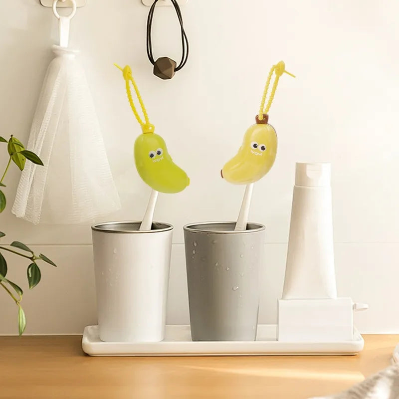 2-In1 Portable Toothbrush Head Cover Travel Toothpaste Containers Cartoon Banana Protective Case Toothbrush Storage Organizer