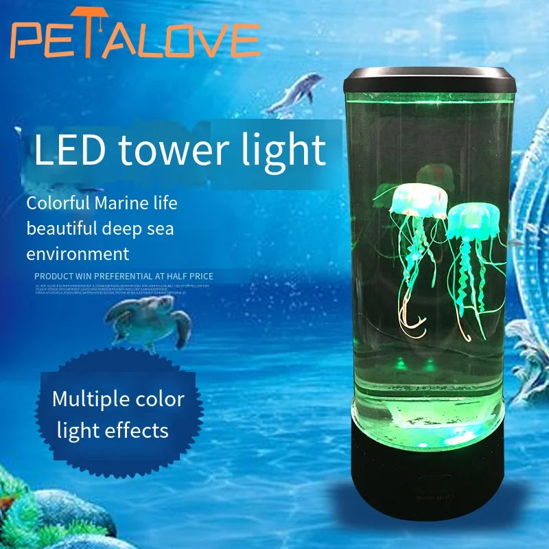 Jellyfish Lamp RGB LED Mood Aquarium Ocean Night Lights for Home Bedroom Desktop Decoration Children'S Birthday Gift