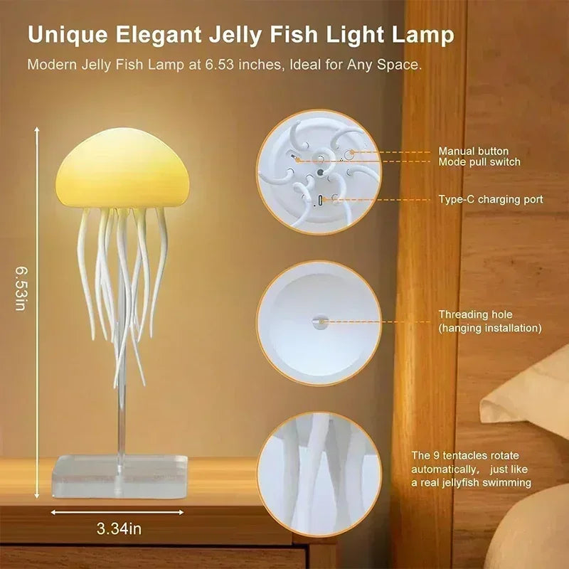 Upgraded Silent Jellyfish Lamp, Jelly Fish Light with Dancing Legs, Voice Control for Bedrooms, Living Room and Christmas Gifts