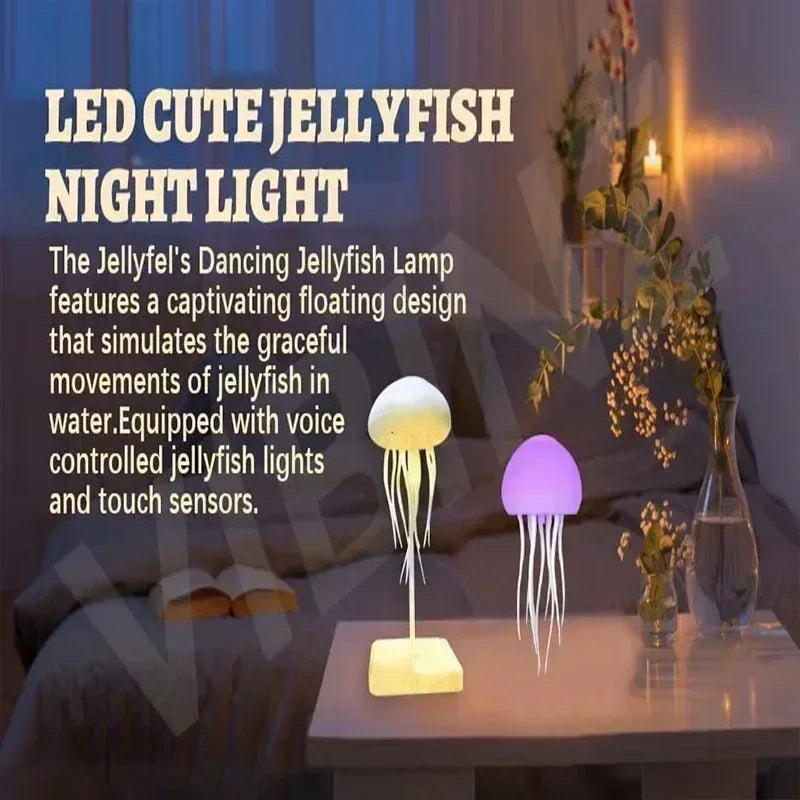 Upgraded Silent Jellyfish Lamp, Jelly Fish Light with Dancing Legs, Voice Control for Bedrooms, Living Room and Christmas Gifts